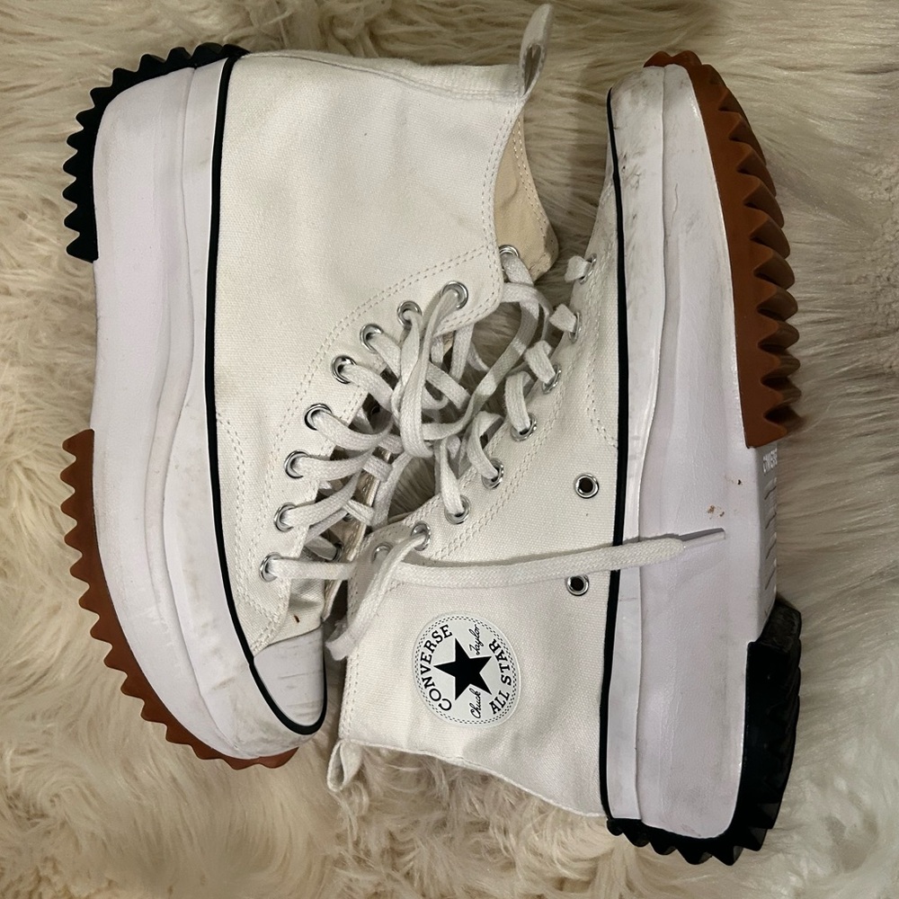 Converse White High-Top Sneakers with Chunky Sole